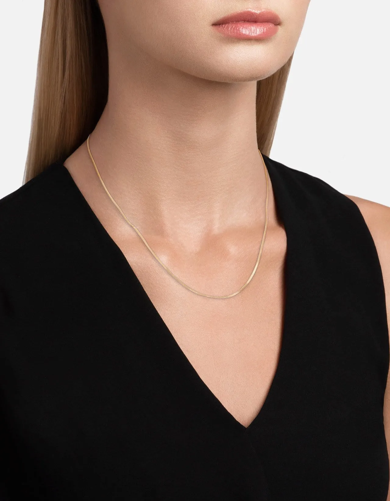 1.3mm Cuban Chain Necklace, Gold