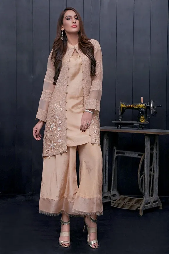 1738-DARK-SKIN EMBROIDERED COTTON NET UNSTITCHED