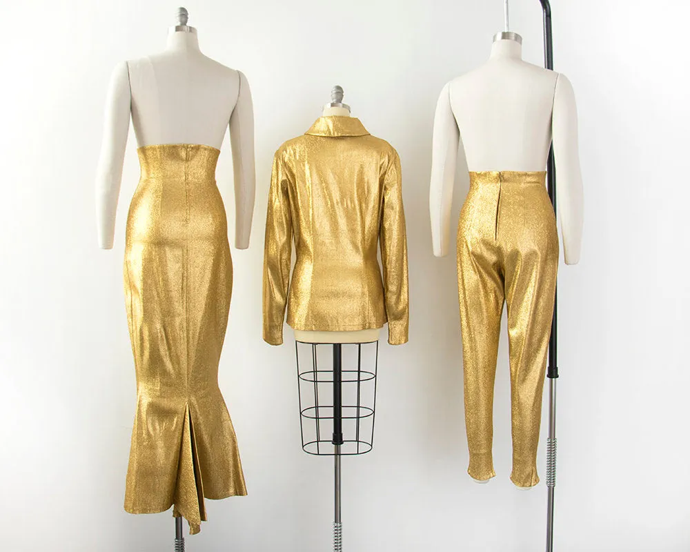 1950s Metallic Gold Lamé Three-Piece Set | small/medium