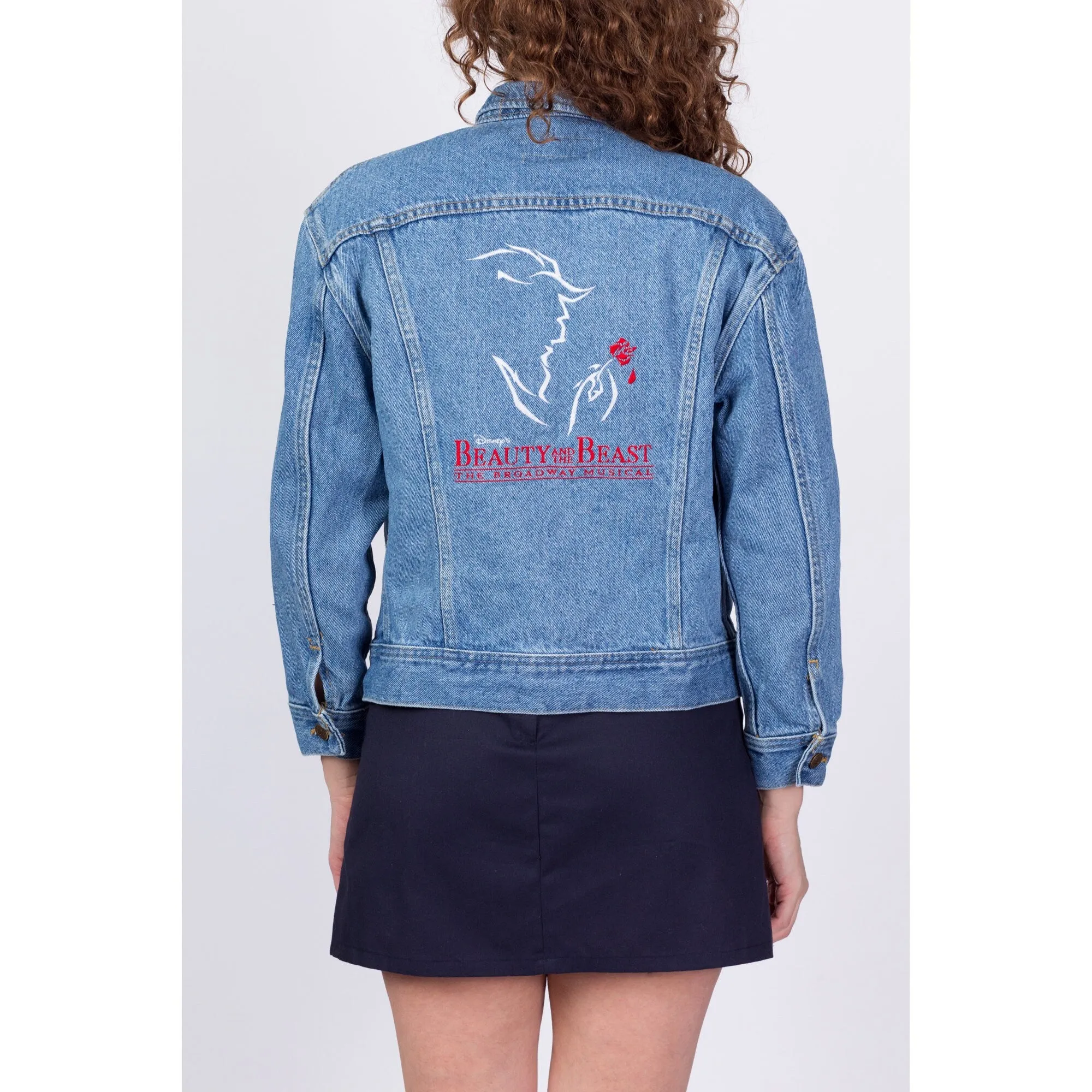 90s Beauty And The Beast Denim Jacket - Petite Large