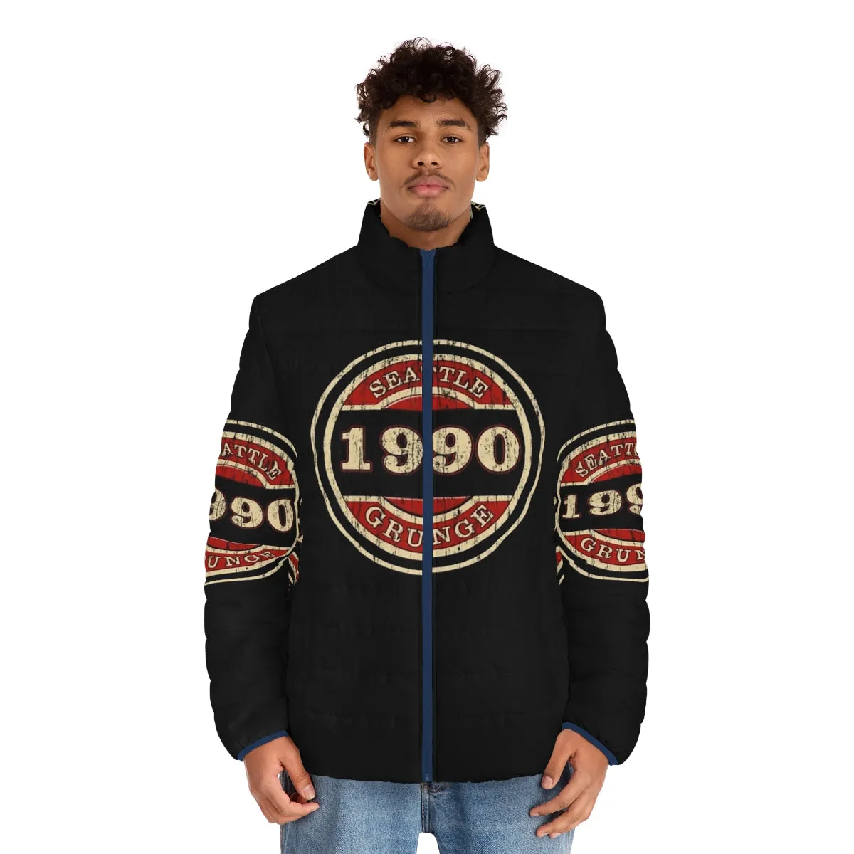 90s Seattle Grunge Puffer Jacket for Music Lovers