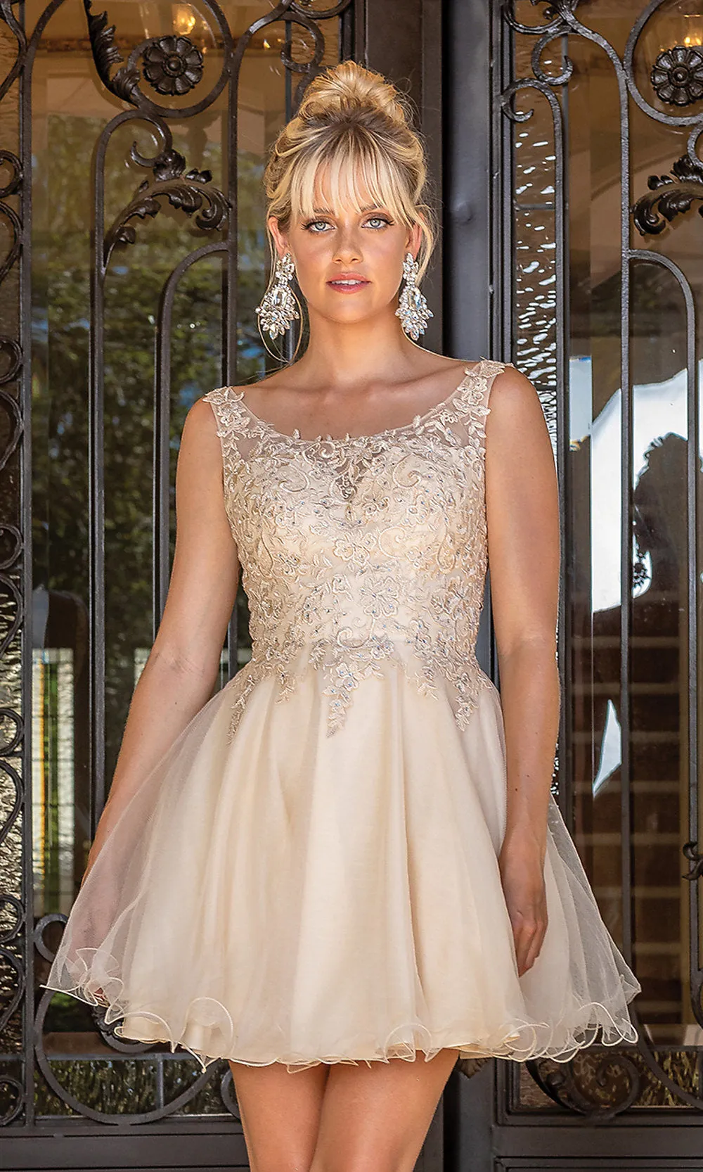 A-Line Short Prom Dress with Sheer Bodice
