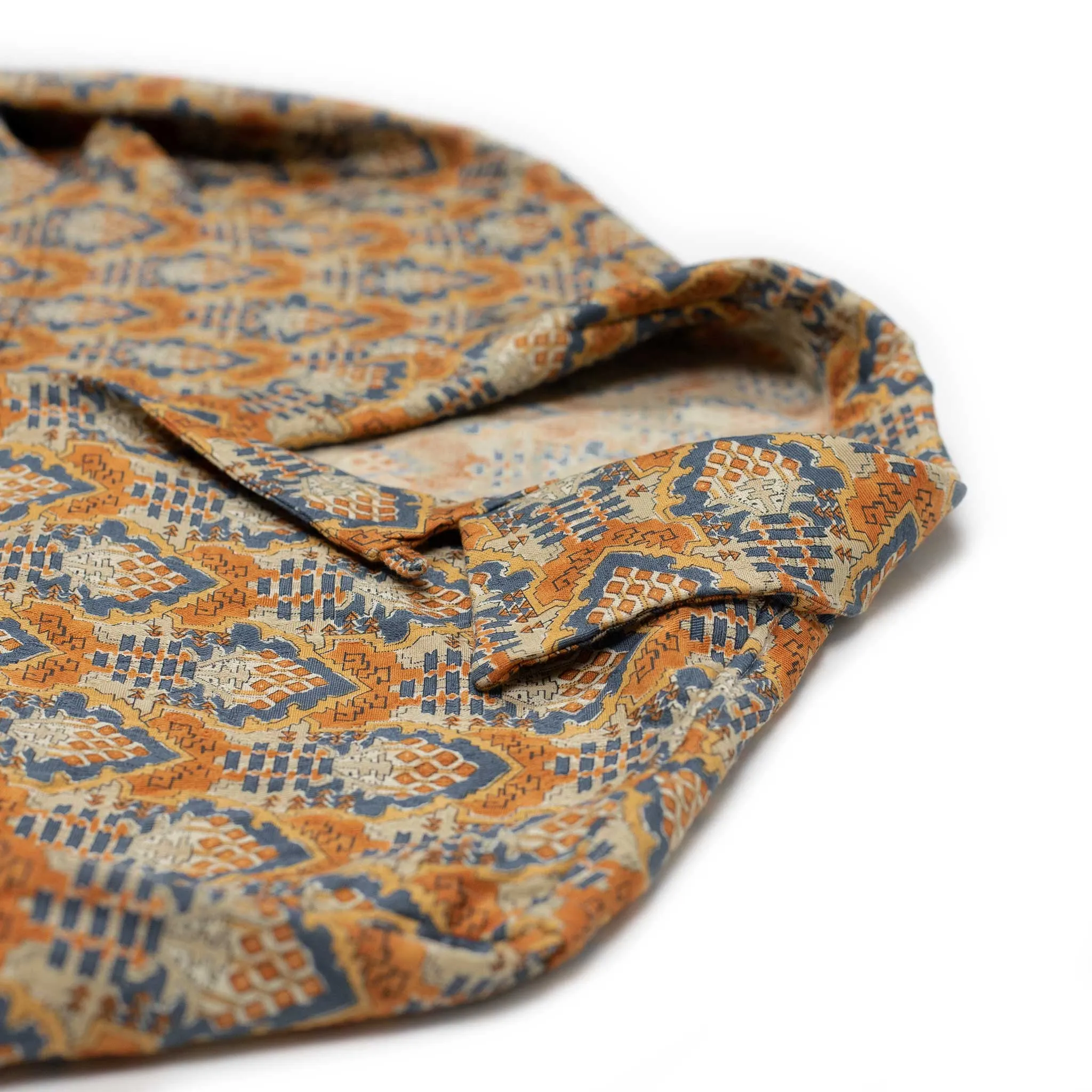 AAlgeri shirt jacket in orange and blue printed cotton double gauze
