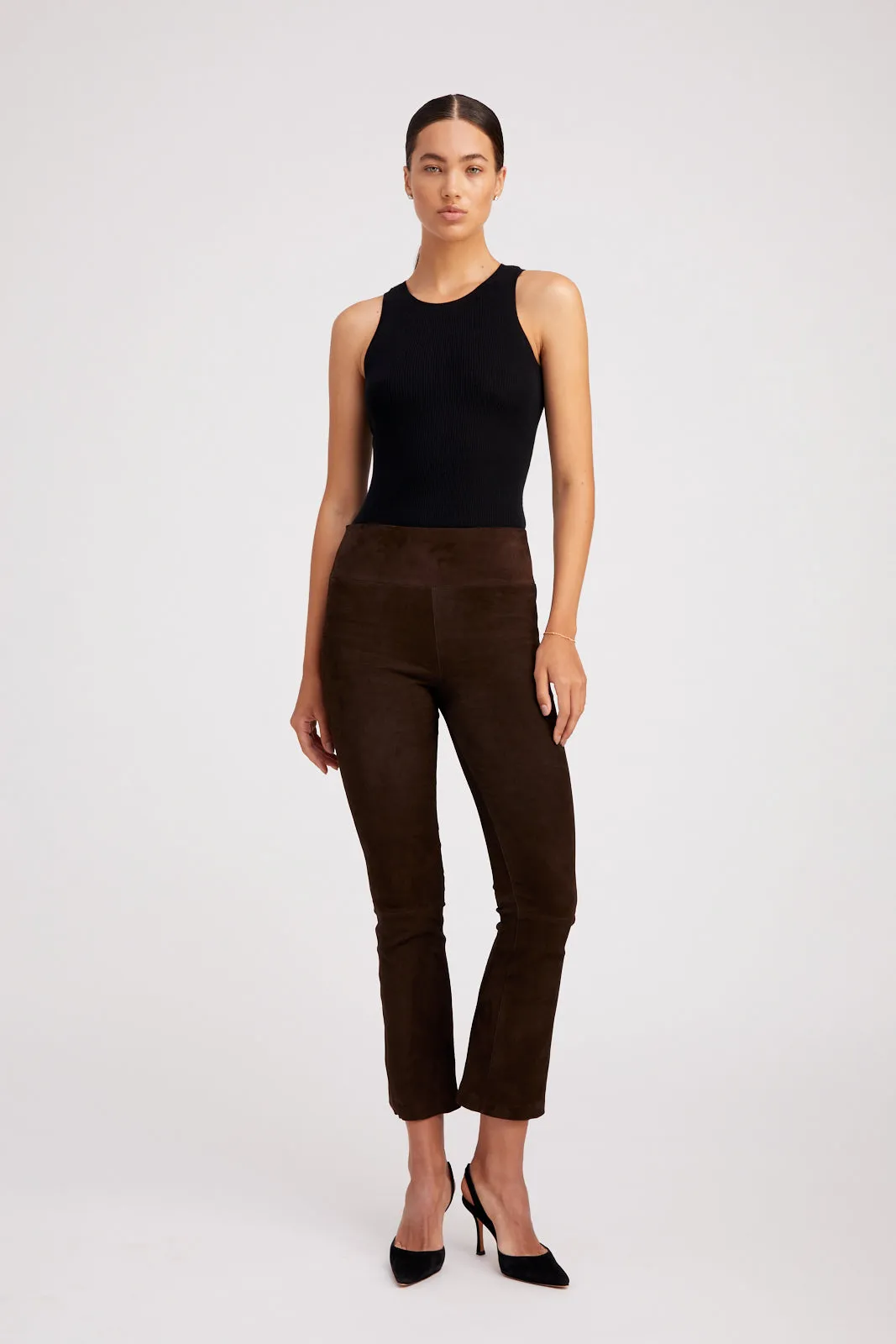 Ankle Flare Leather Legging | Americano