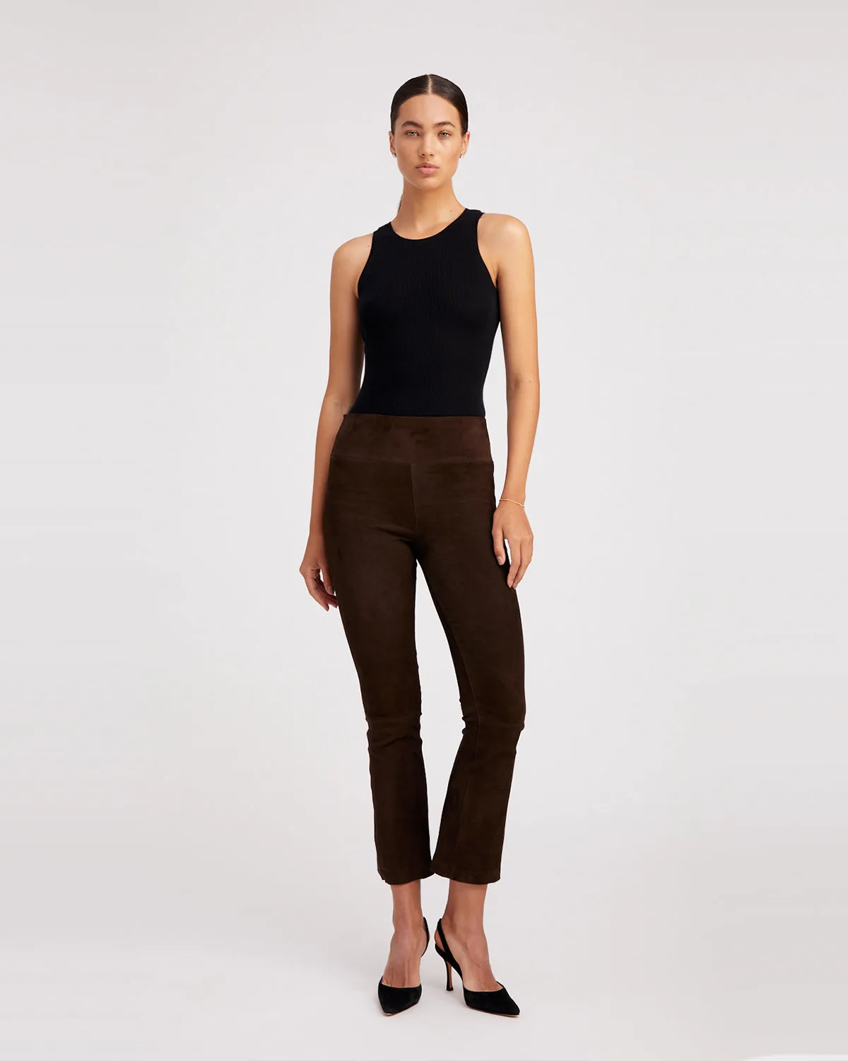 Ankle Flare Leather Legging | Americano