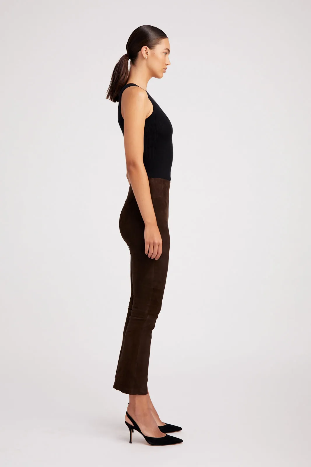 Ankle Flare Leather Legging | Americano