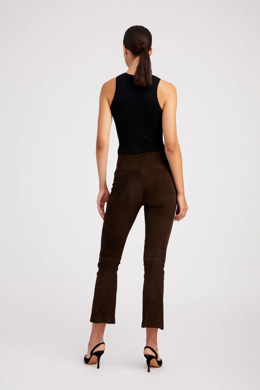 Ankle Flare Leather Legging | Americano