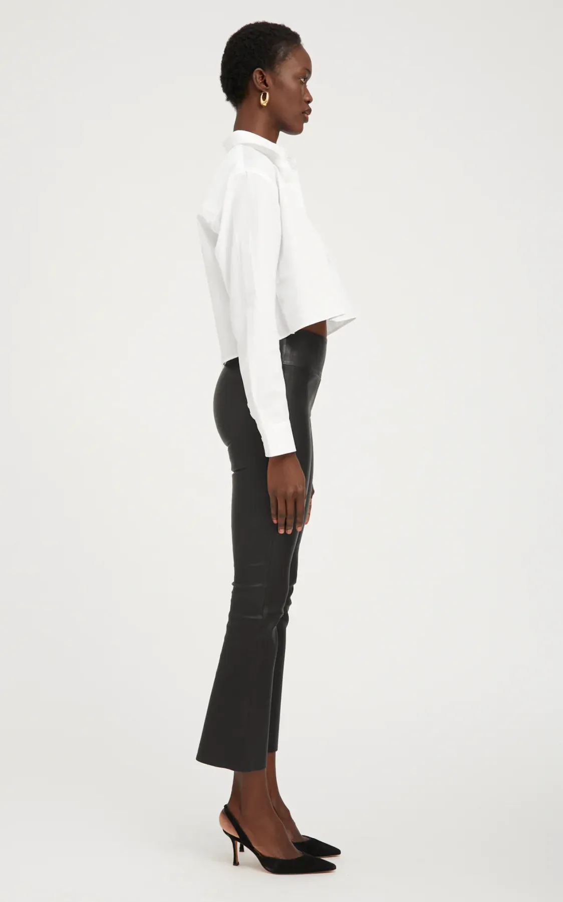Ankle Flare Leather Legging | Black