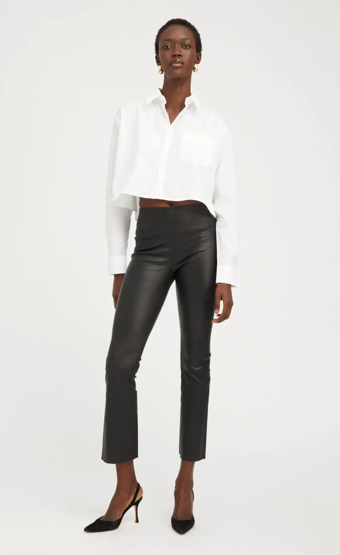 Ankle Flare Leather Legging | Black