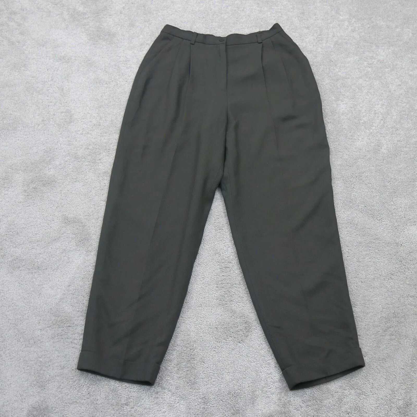 Ann Taylor Womens Dress Pant Taper Leg Mid Rise Dark Gray Size 12P