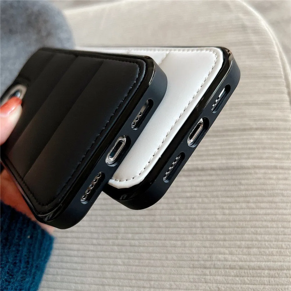 Anymob iPhone White Down Jacket Puffer Phone Case Fashion Soft Fabric Shockproof Bumper Cover