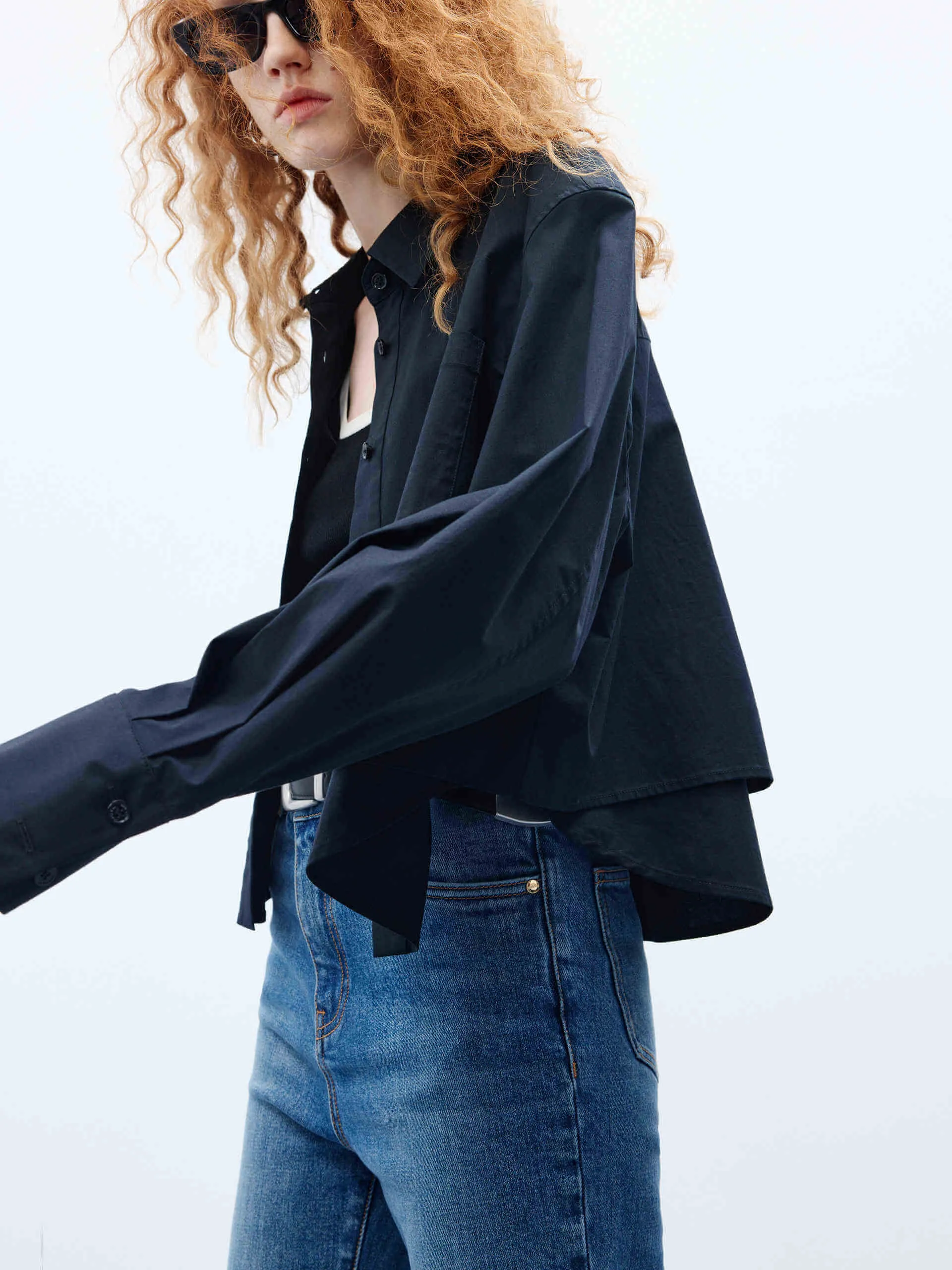 Asymmetrical Hem Layered Shirt