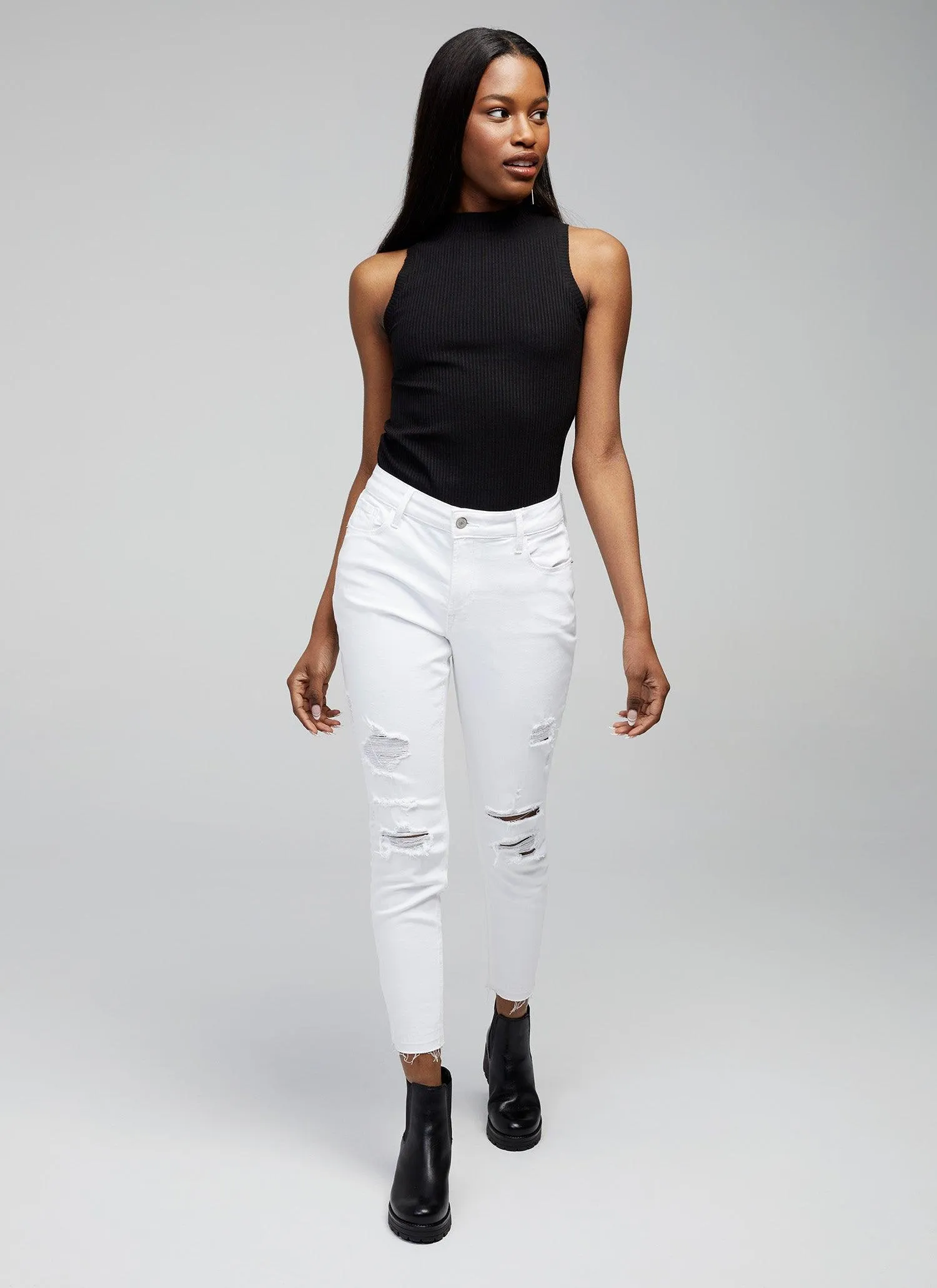 Aya Rib Black Tank Top for Women