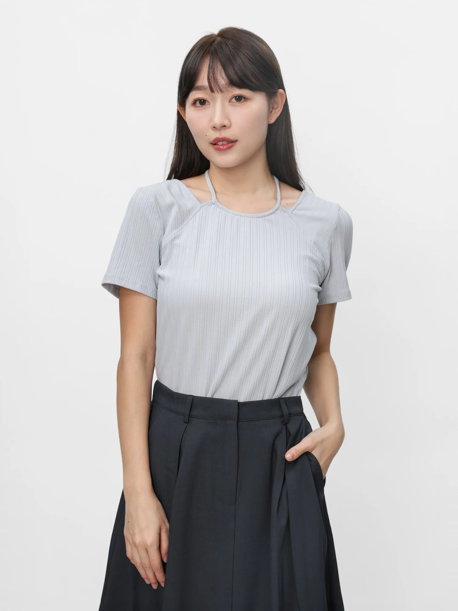 Azure Tie Neck Top
