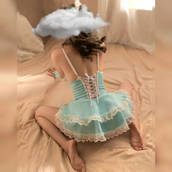 Babydoll Japanese Maid Dress with Headwear, Bracelet Temptation & Underwear