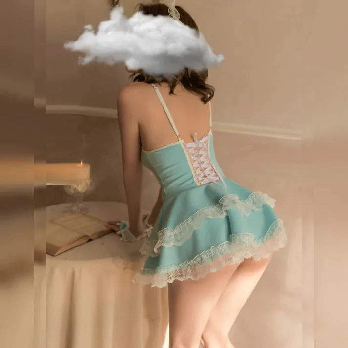 Babydoll Japanese Maid Dress with Headwear, Bracelet Temptation & Underwear