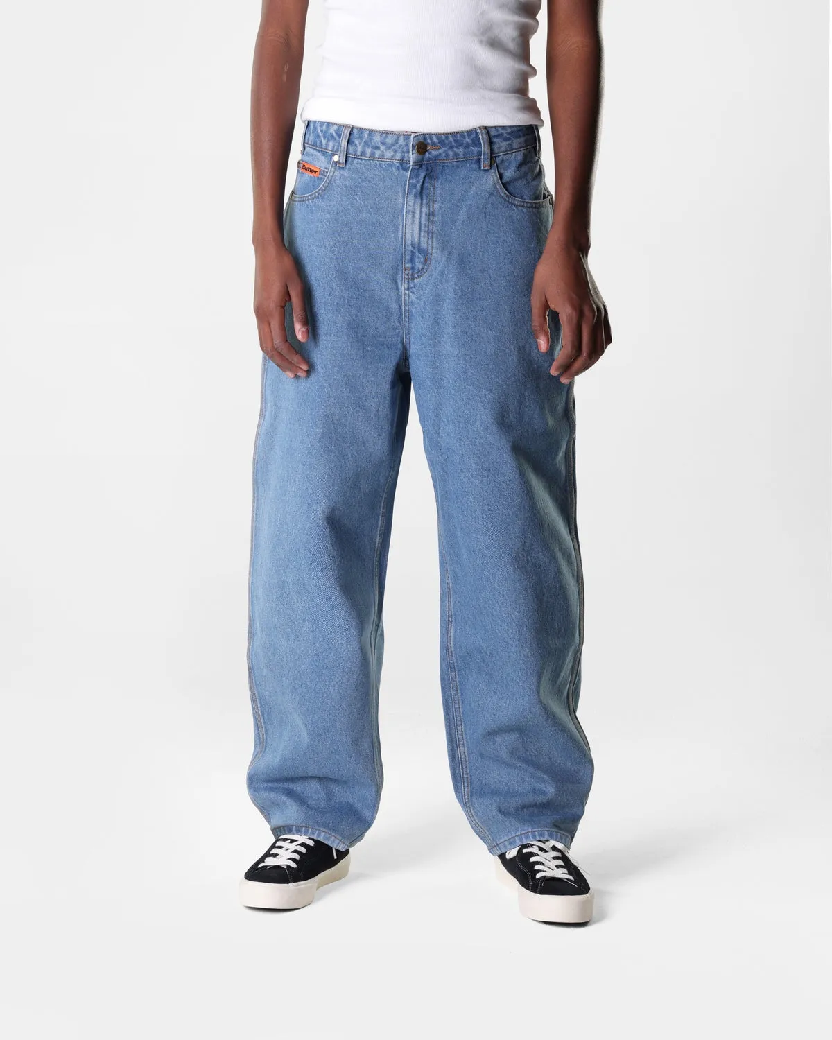 Baggy Denim Jeans, Washed Indigo  