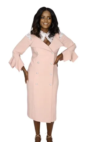 Beige Office Dress With Lace