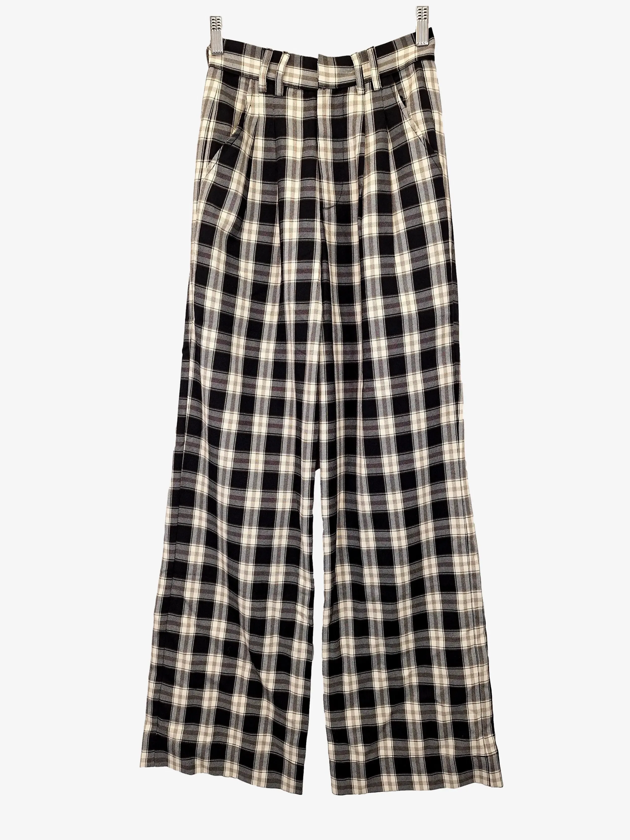 belle & bloom Wide Leg Checked Pants Size XS