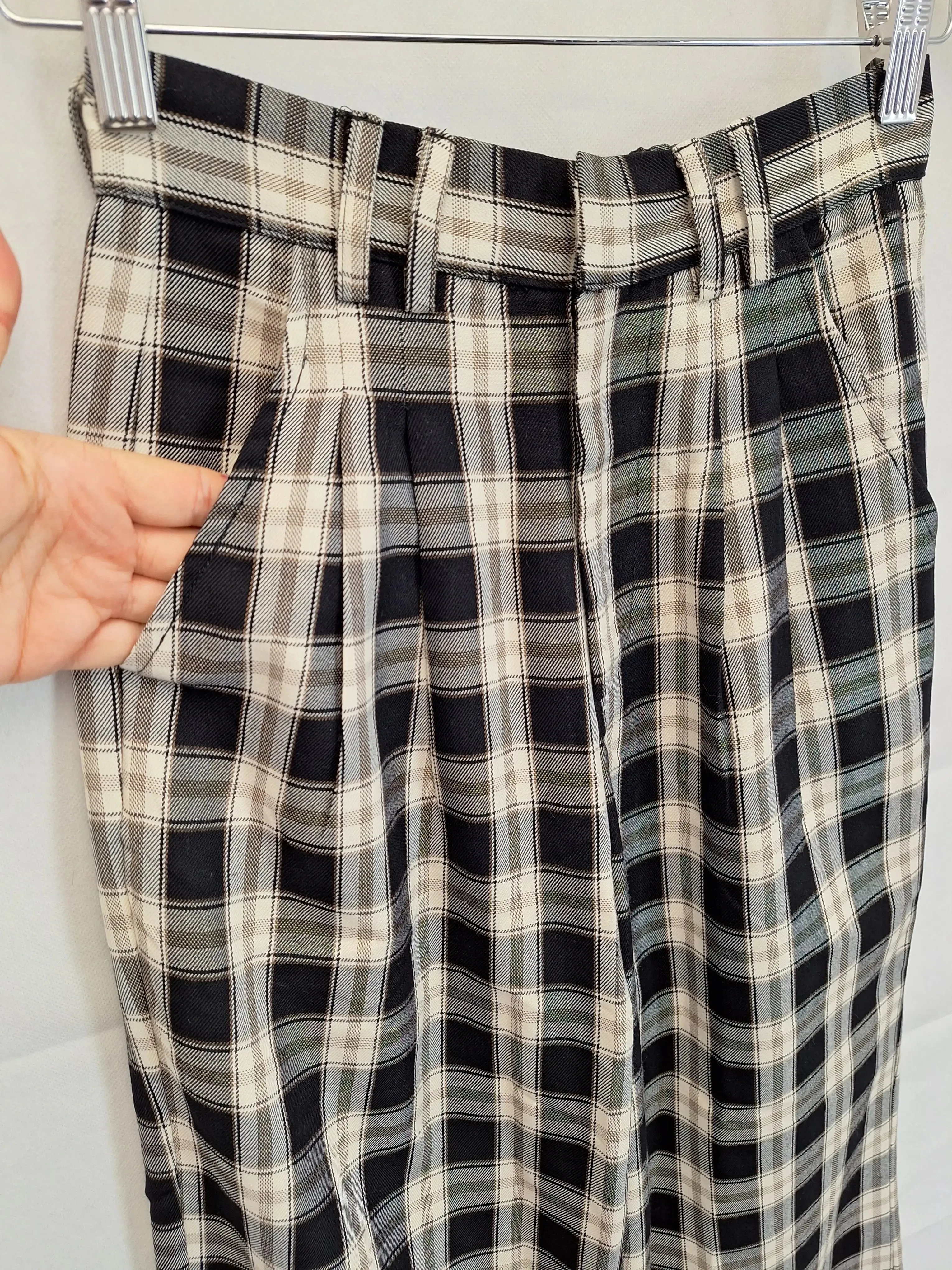 belle & bloom Wide Leg Checked Pants Size XS