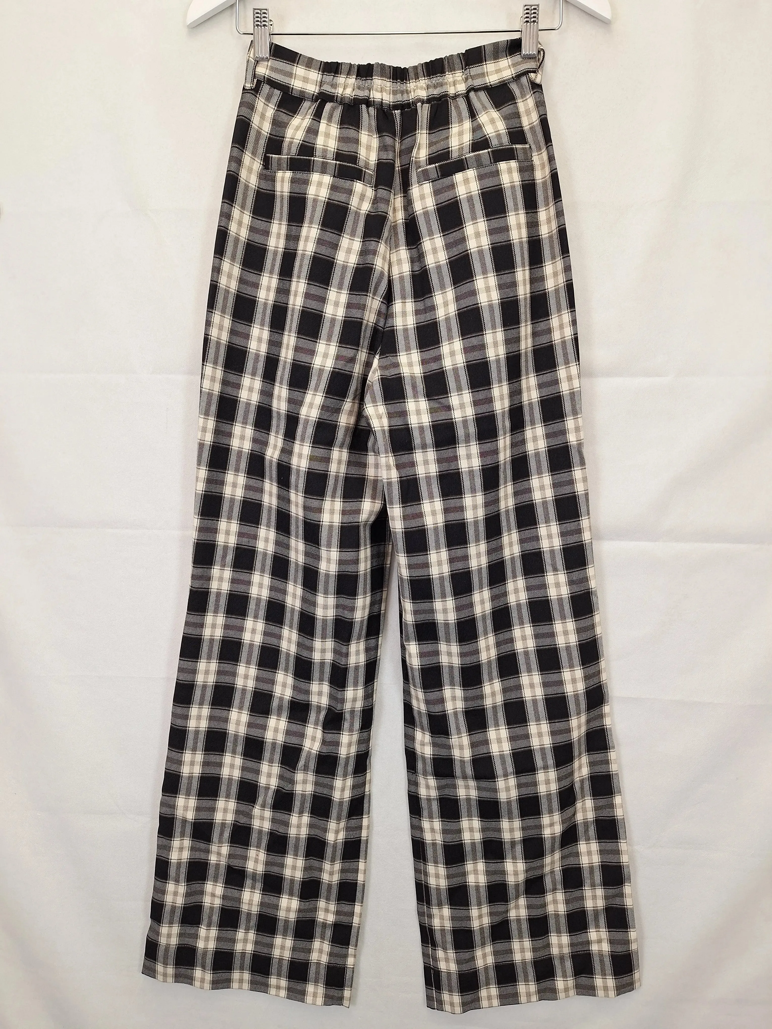 belle & bloom Wide Leg Checked Pants Size XS