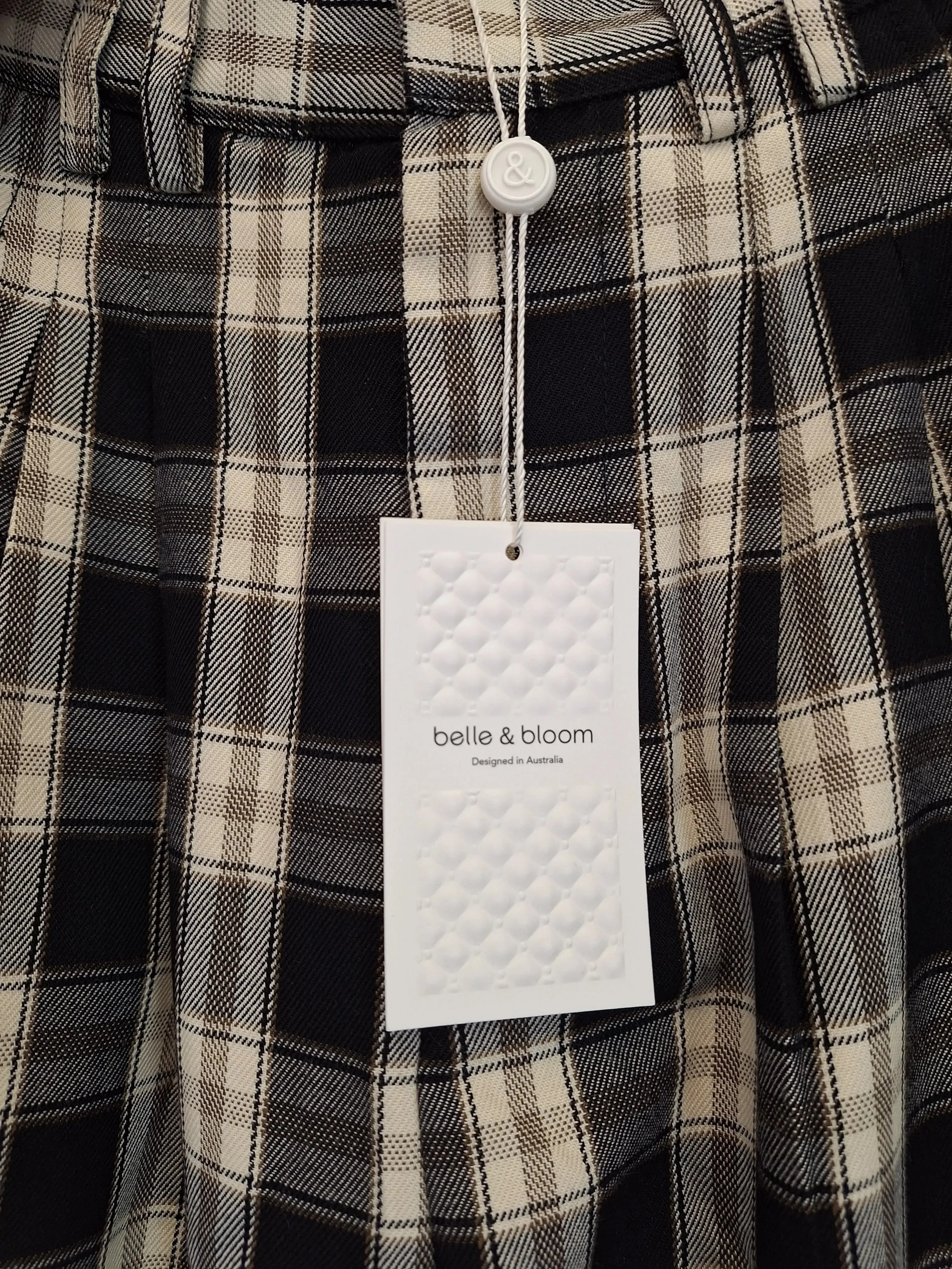 belle & bloom Wide Leg Checked Pants Size XS