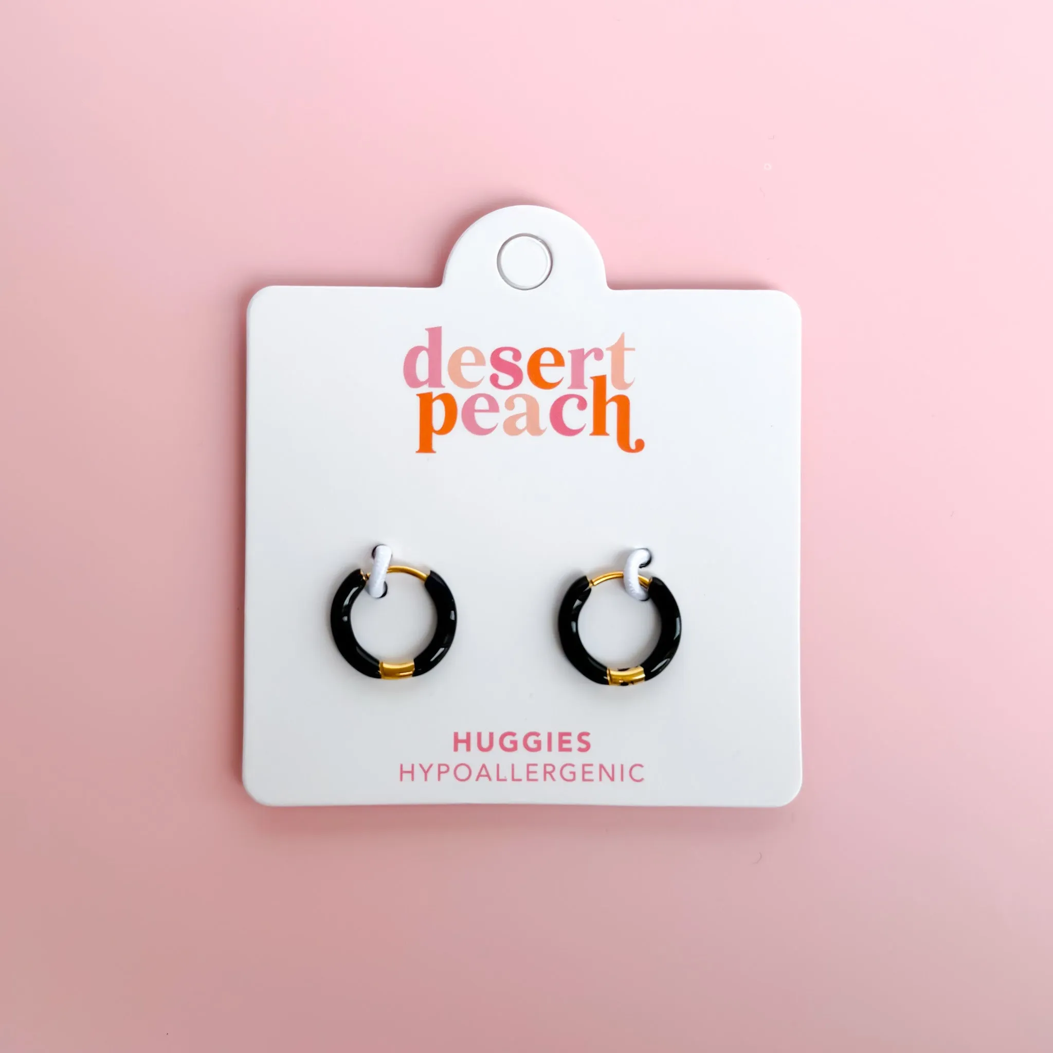 Black Huggie Hoops