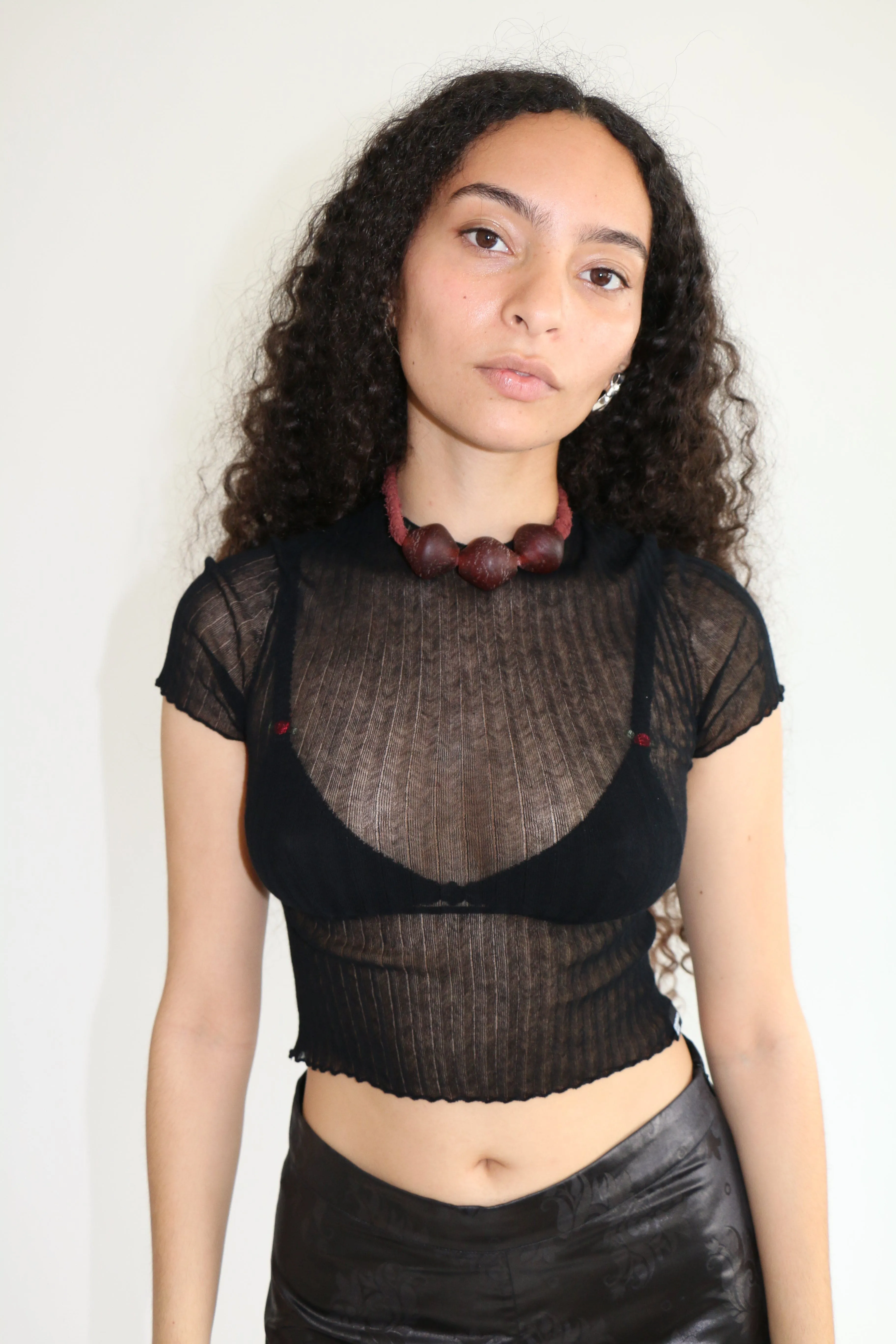Black Tulle Baby Tee