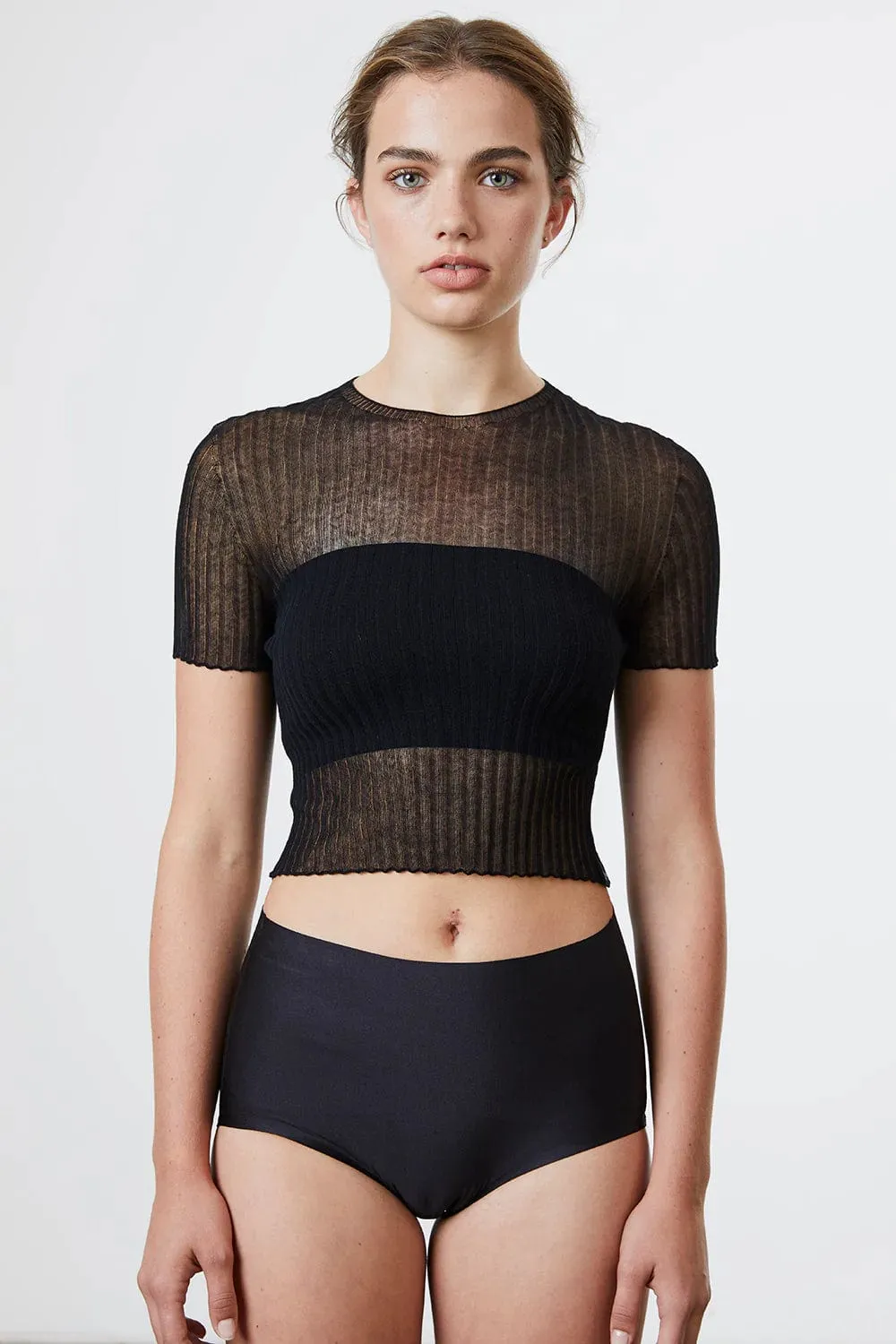 Black Tulle Baby Tee