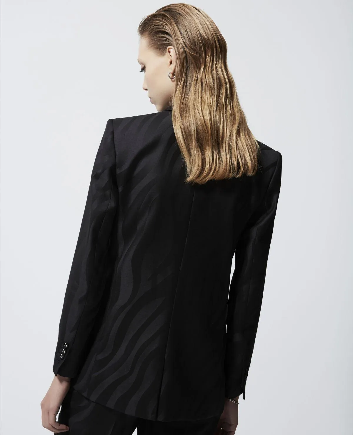 BLACK WOOLEN BLAZER ZEBRA-PRINTED