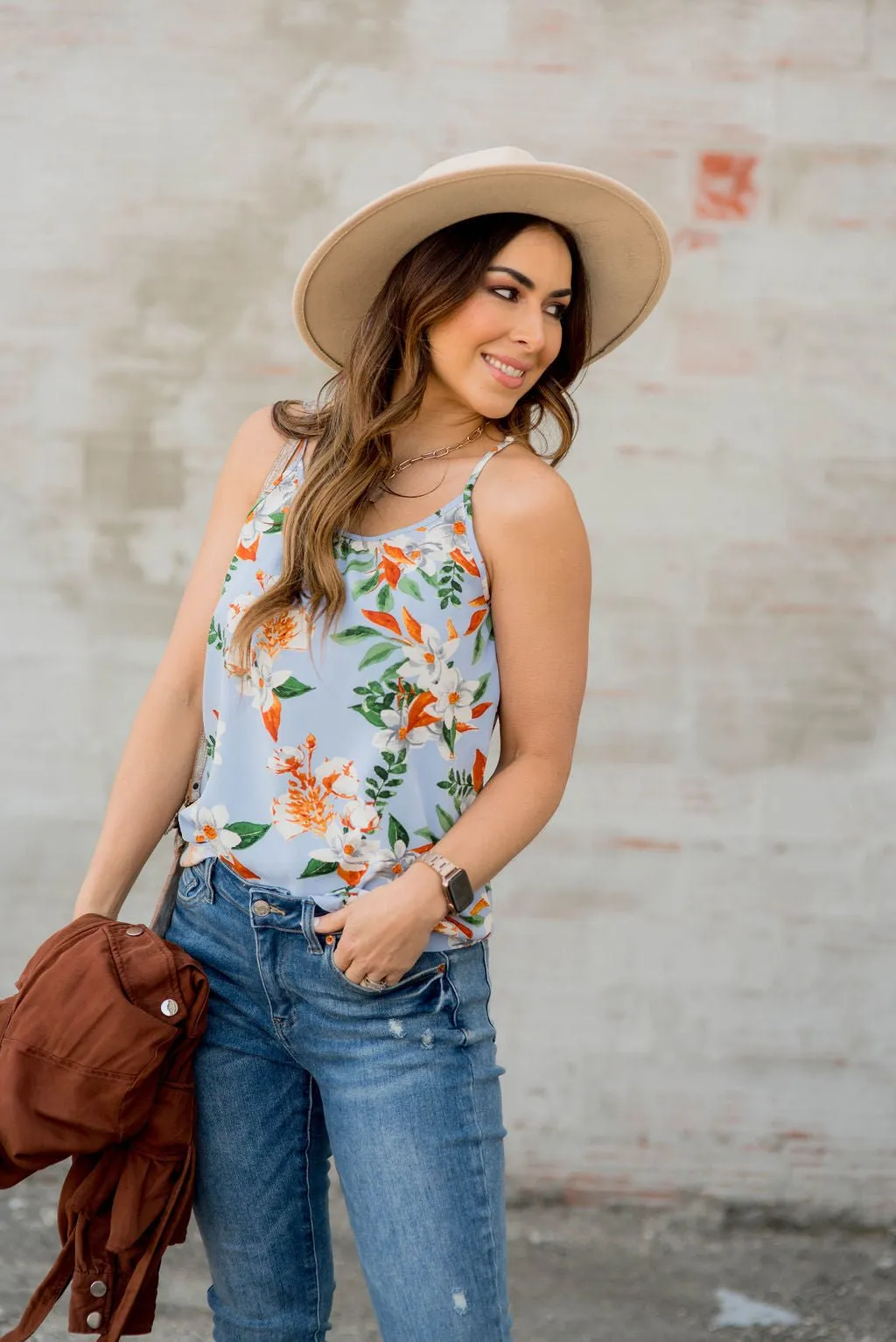 Blossoming Thin Strapped Tank