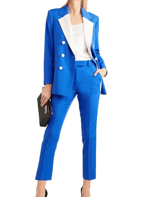 BLUE DOUBLE-BREASTED WOOL BLAZER