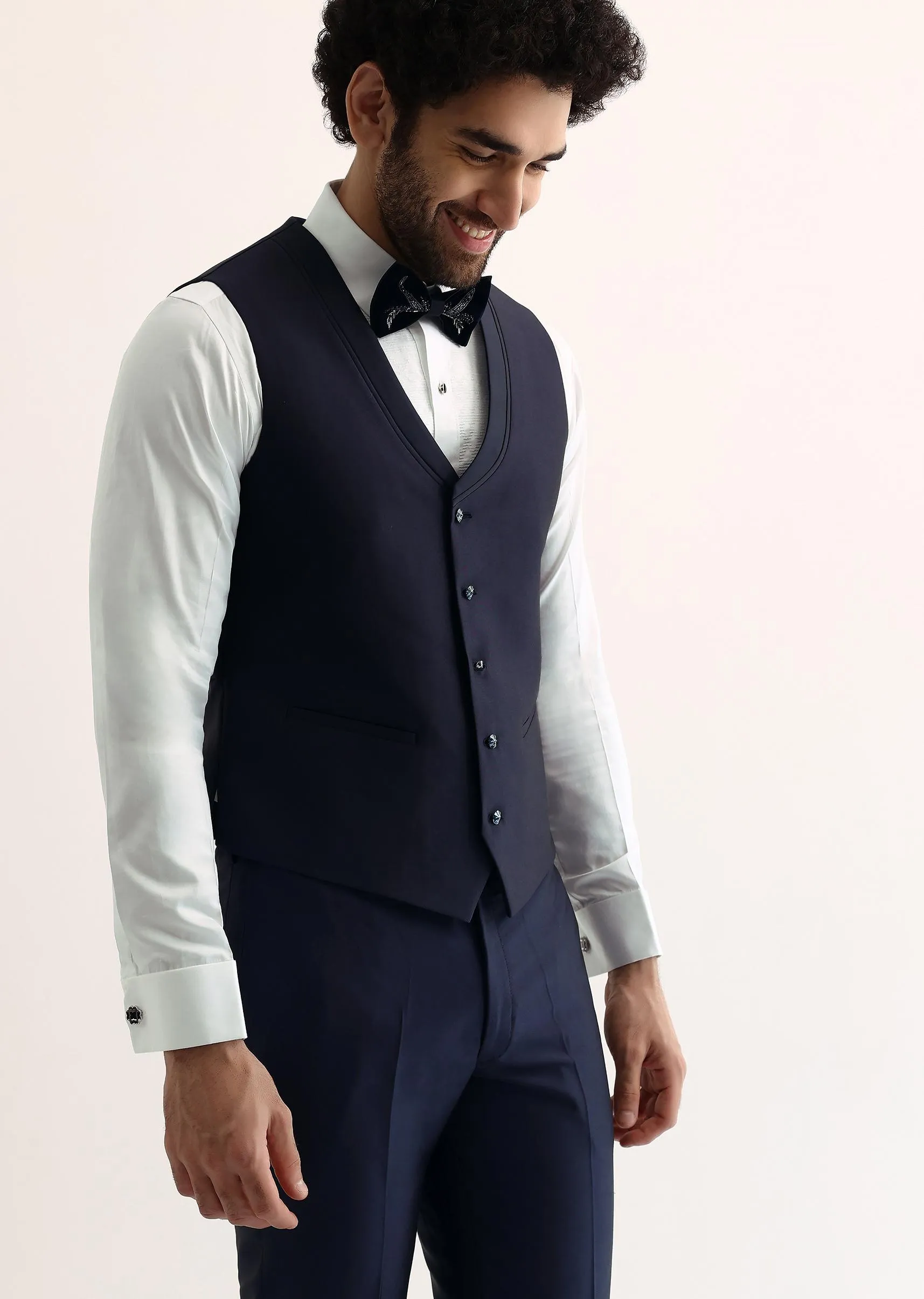 Blue Velvet Cut Dana Embroidered Tuxedo