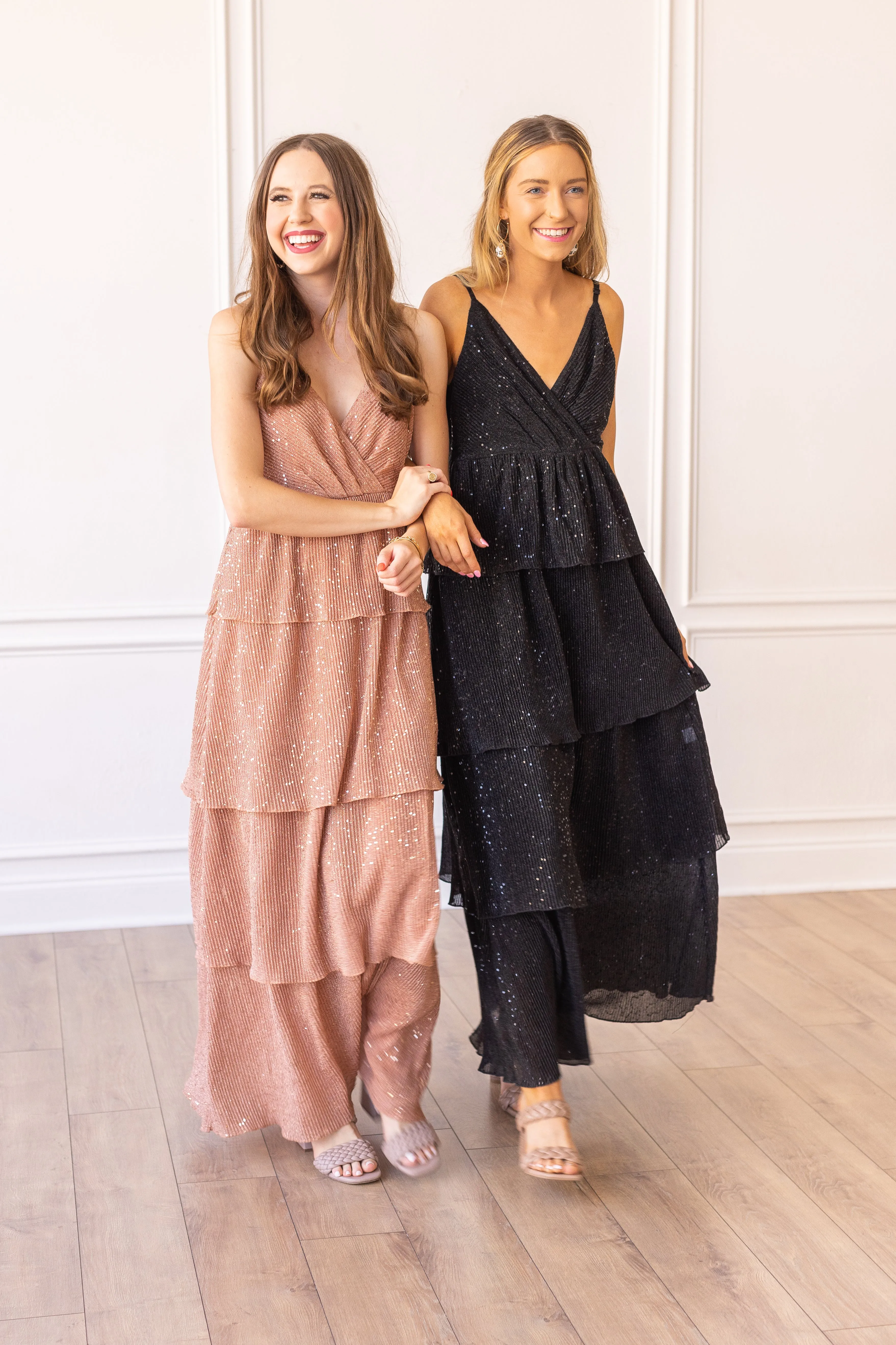 Blushing Brilliance Layered Maxi Dress