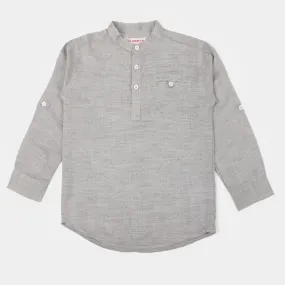 Boys Cotton Casual Shirt Half Placket - GREY