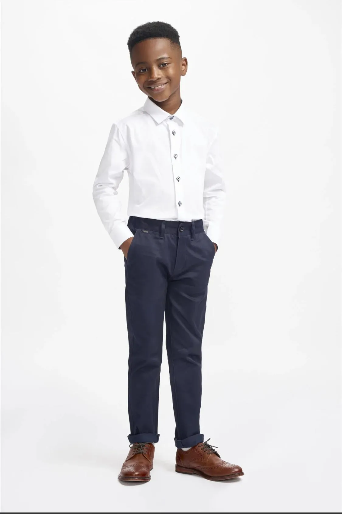 Boys White TaperedFit White Shirt