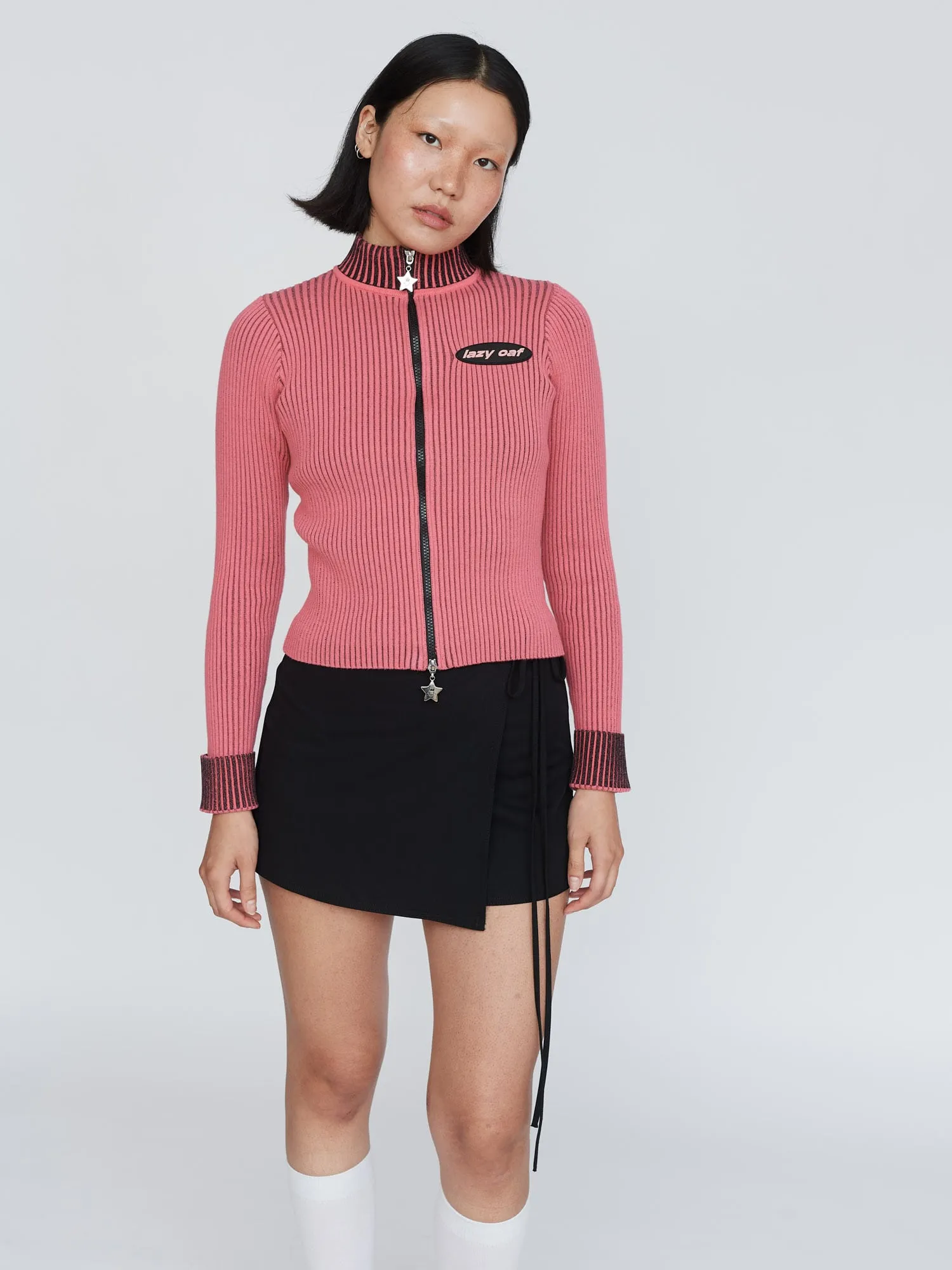 Bright Pink Double Zip Knit