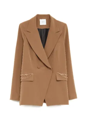 BROWN BLAZER WITH CHAINS