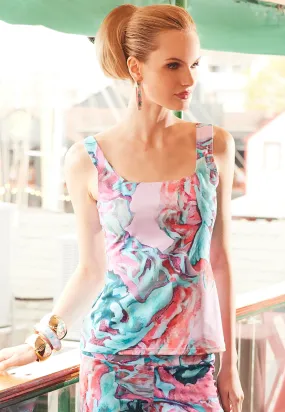 Caterina Stretch Knit Tank Top in Daiquiri