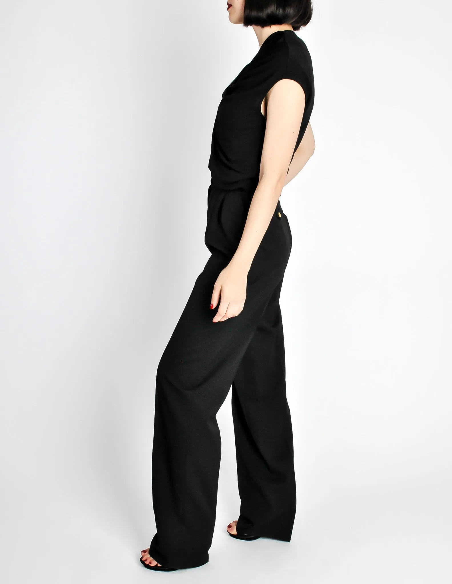 Chanel Vintage Black Wool High Waist Trouser Pants