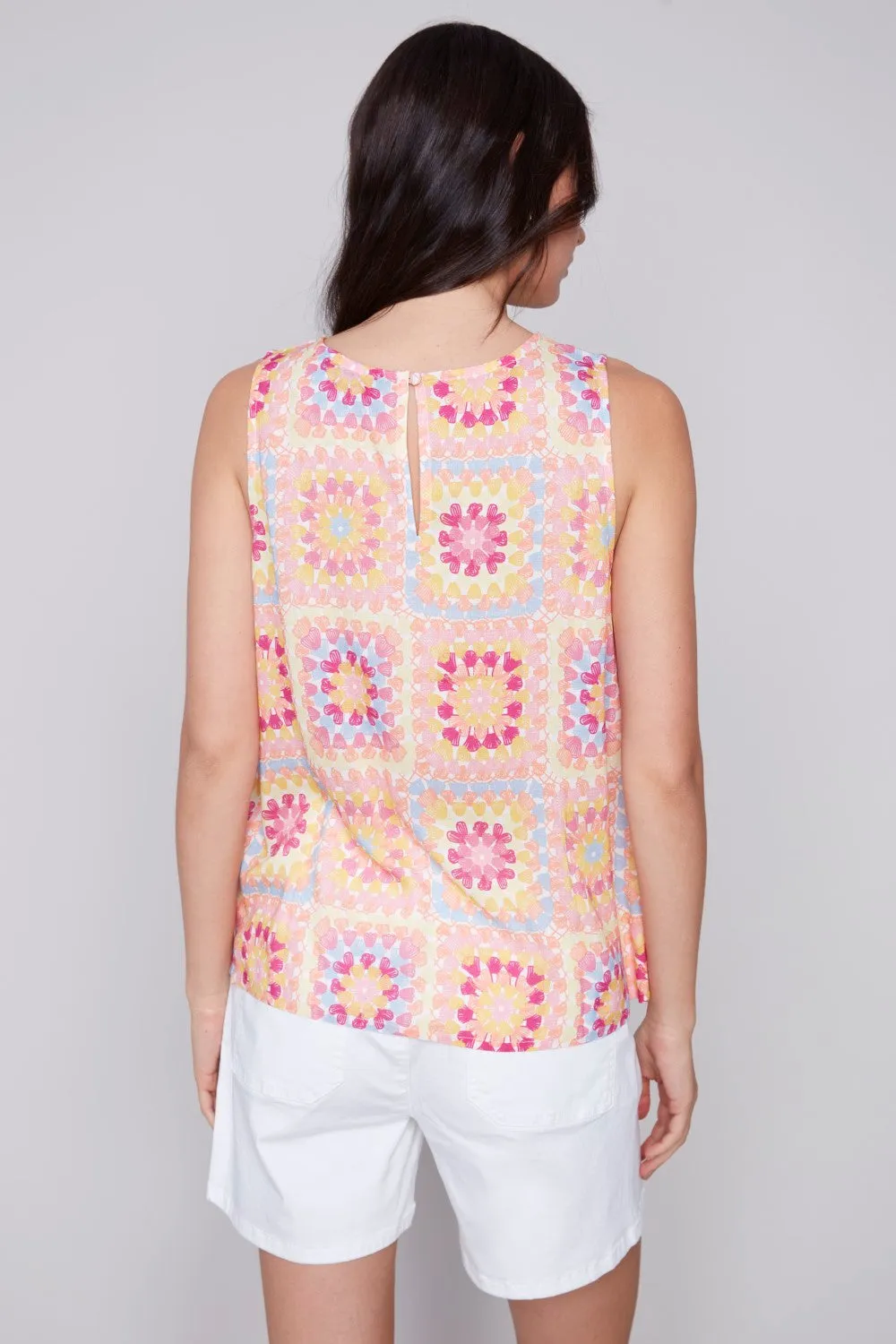 Charlie B Printed Sleeveless Top C4512P-808B-P582 Festival