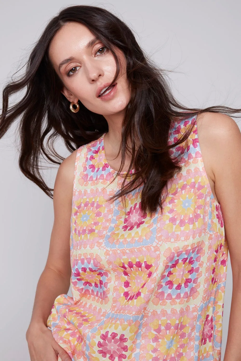 Charlie B Printed Sleeveless Top C4512P-808B-P582 Festival