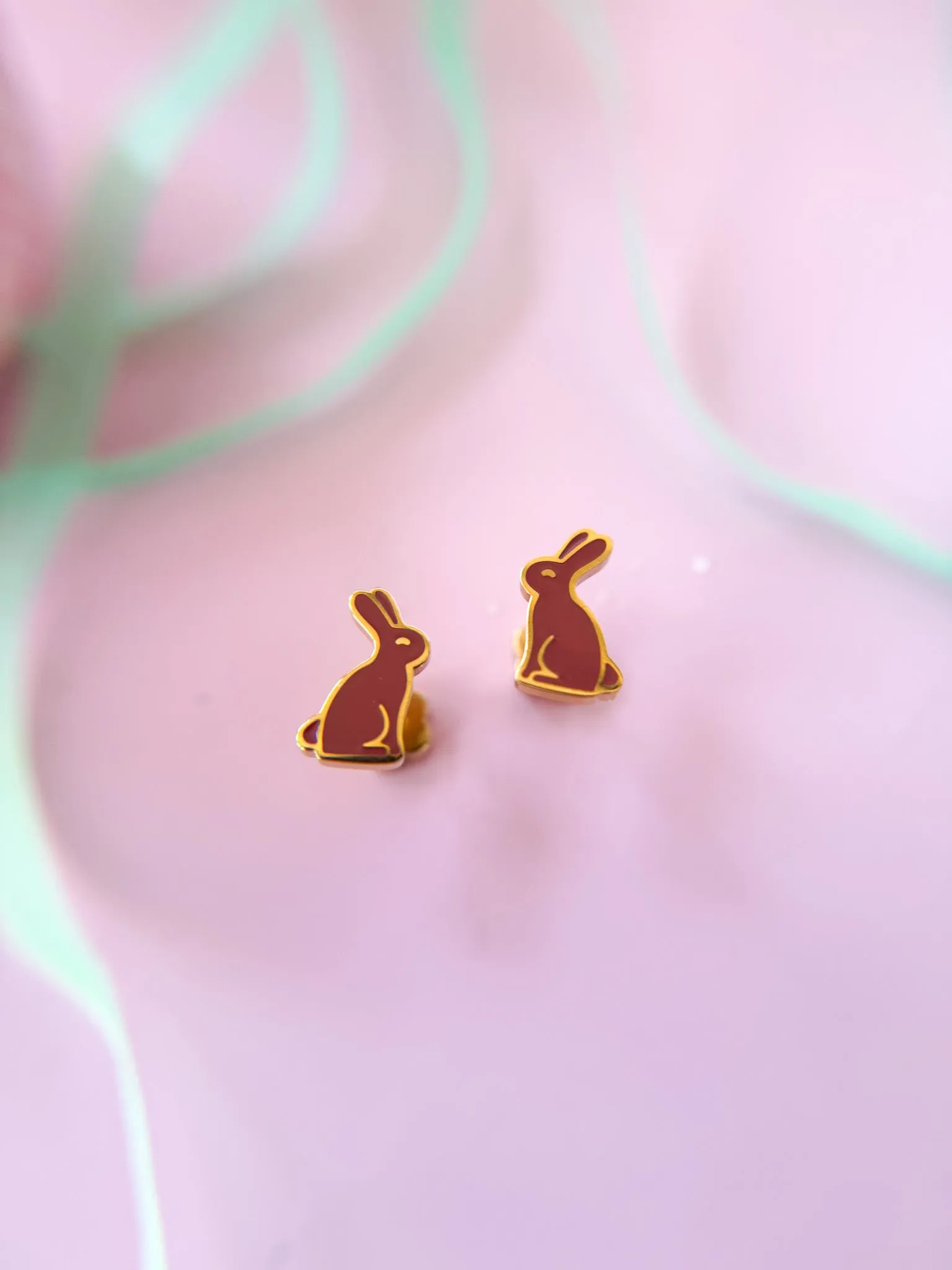 Chocolate Bunny Stud Earrings