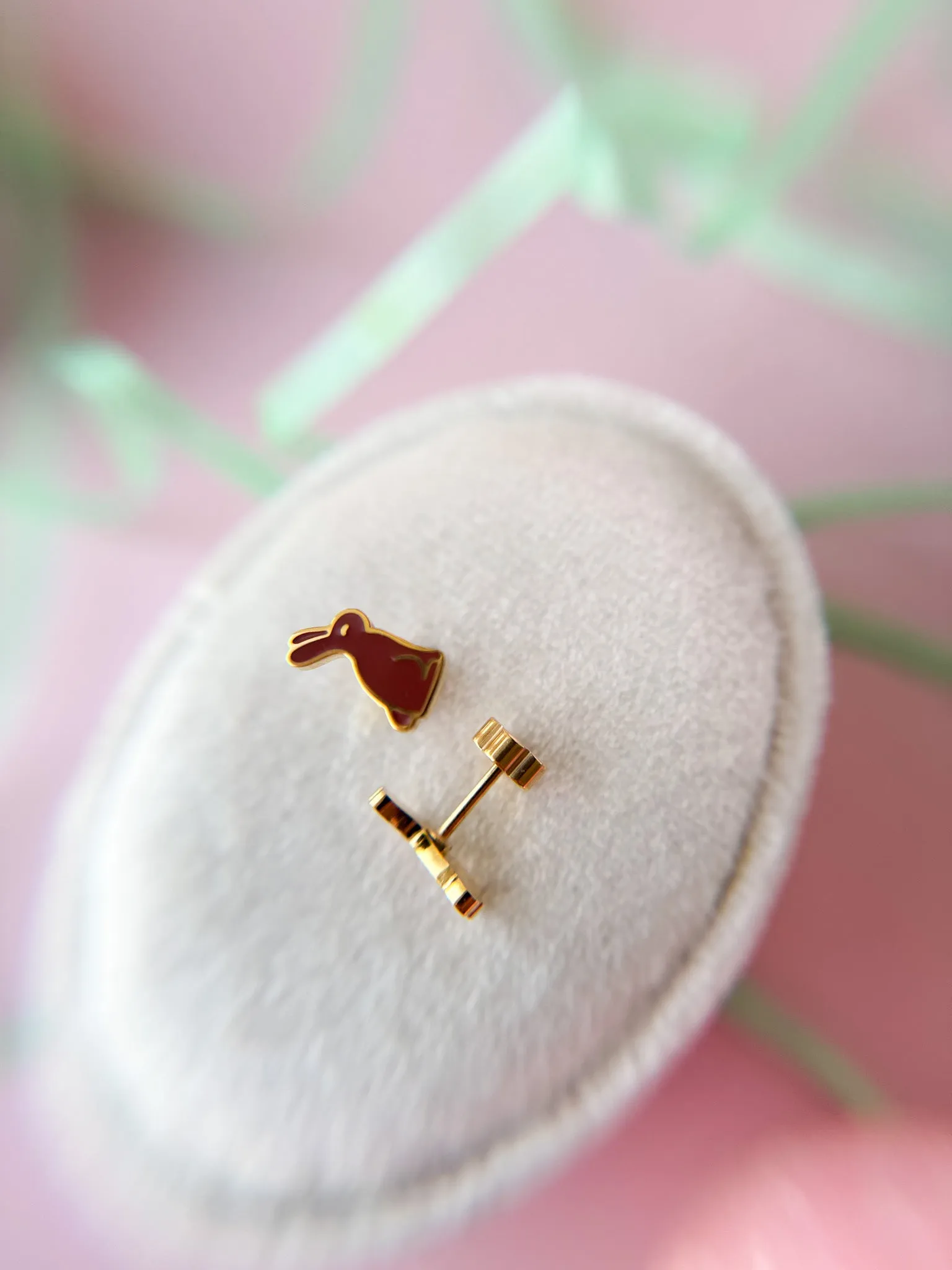 Chocolate Bunny Stud Earrings