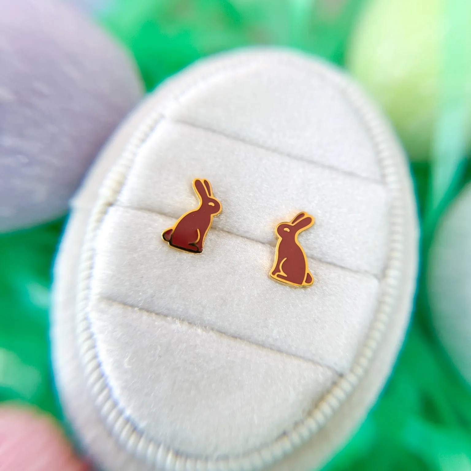 Chocolate Bunny Stud Earrings