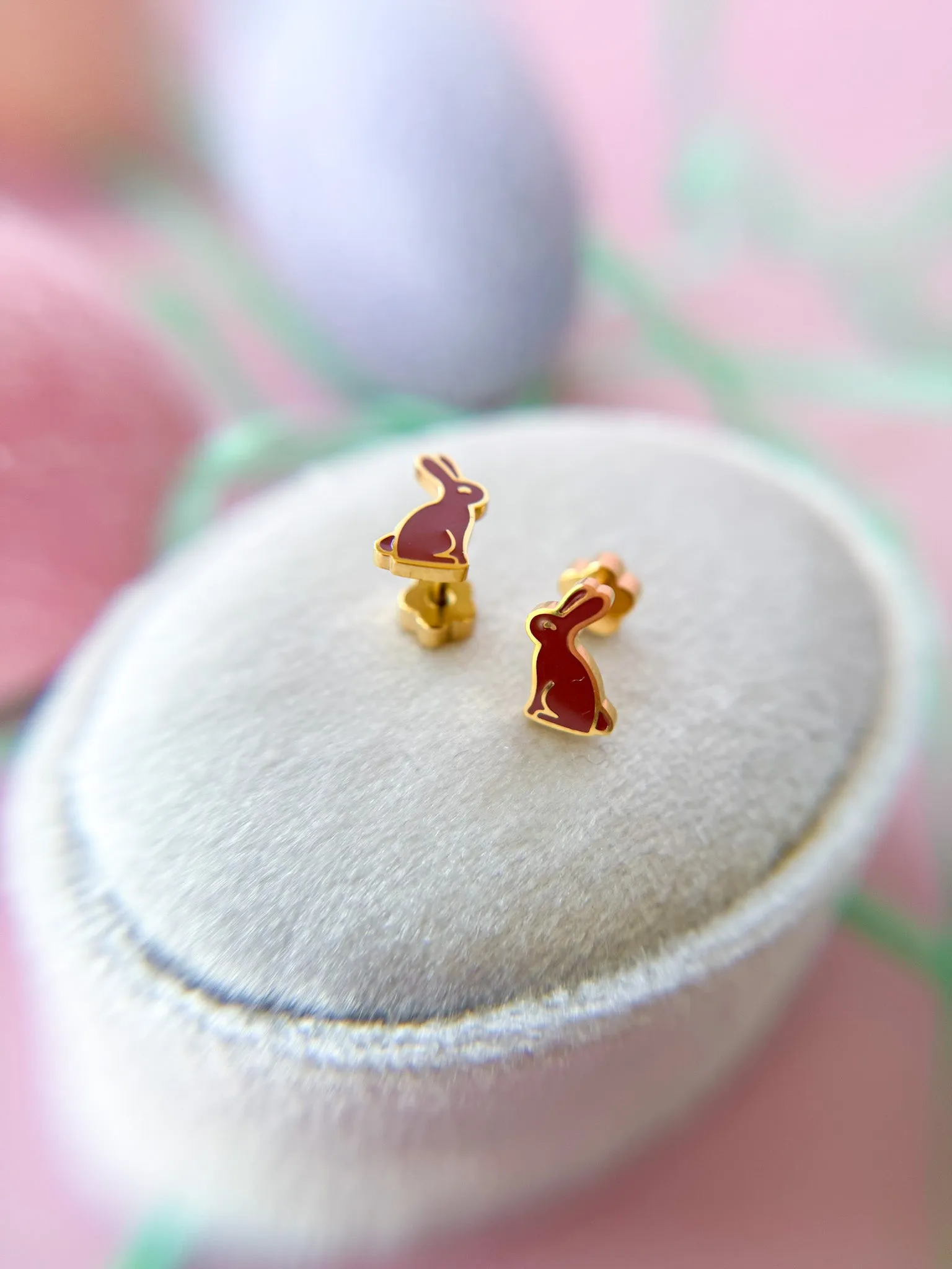 Chocolate Bunny Stud Earrings