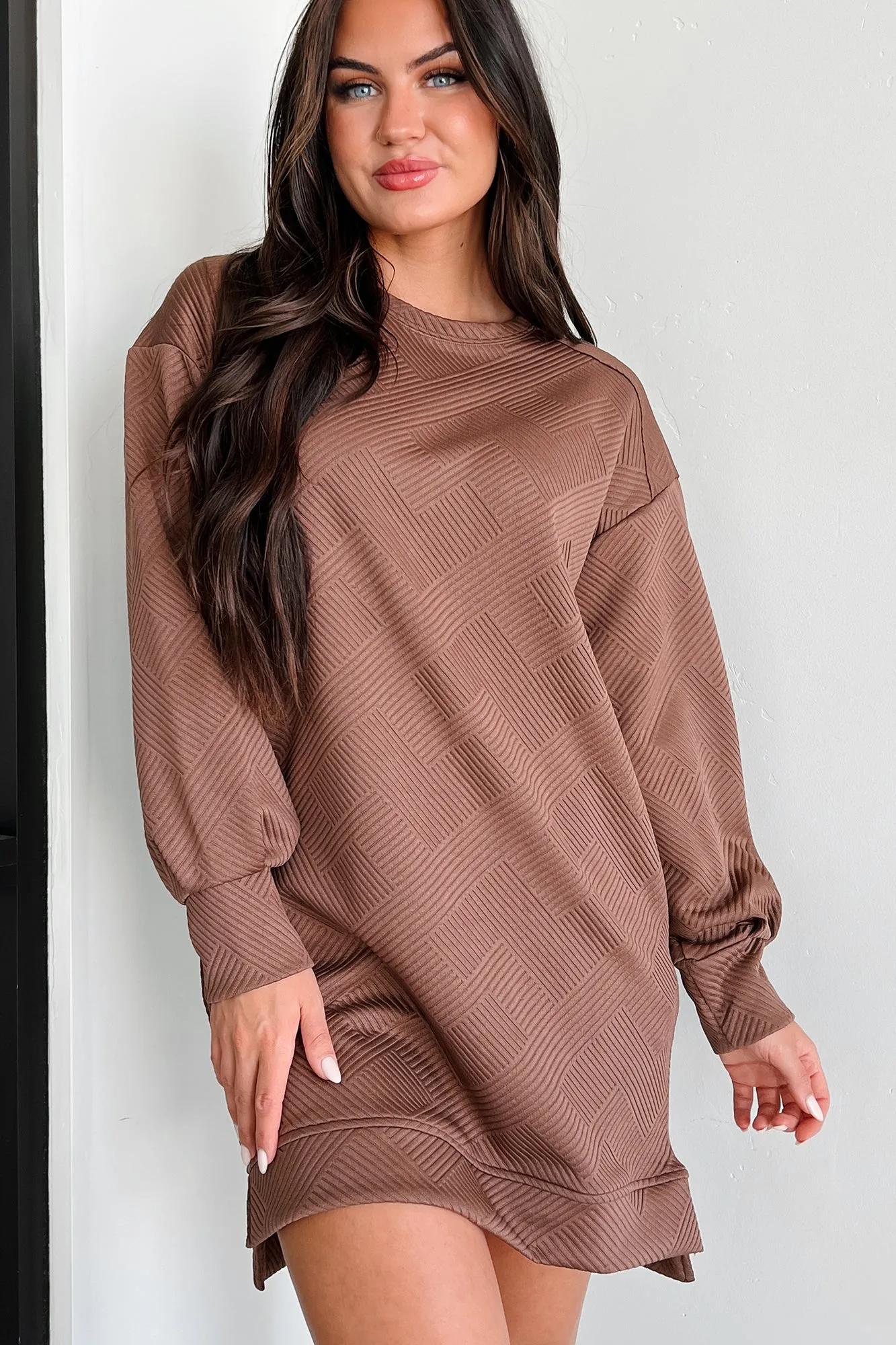 Differing Views Quilted Double-Knit Shift Dress (Cocoa)