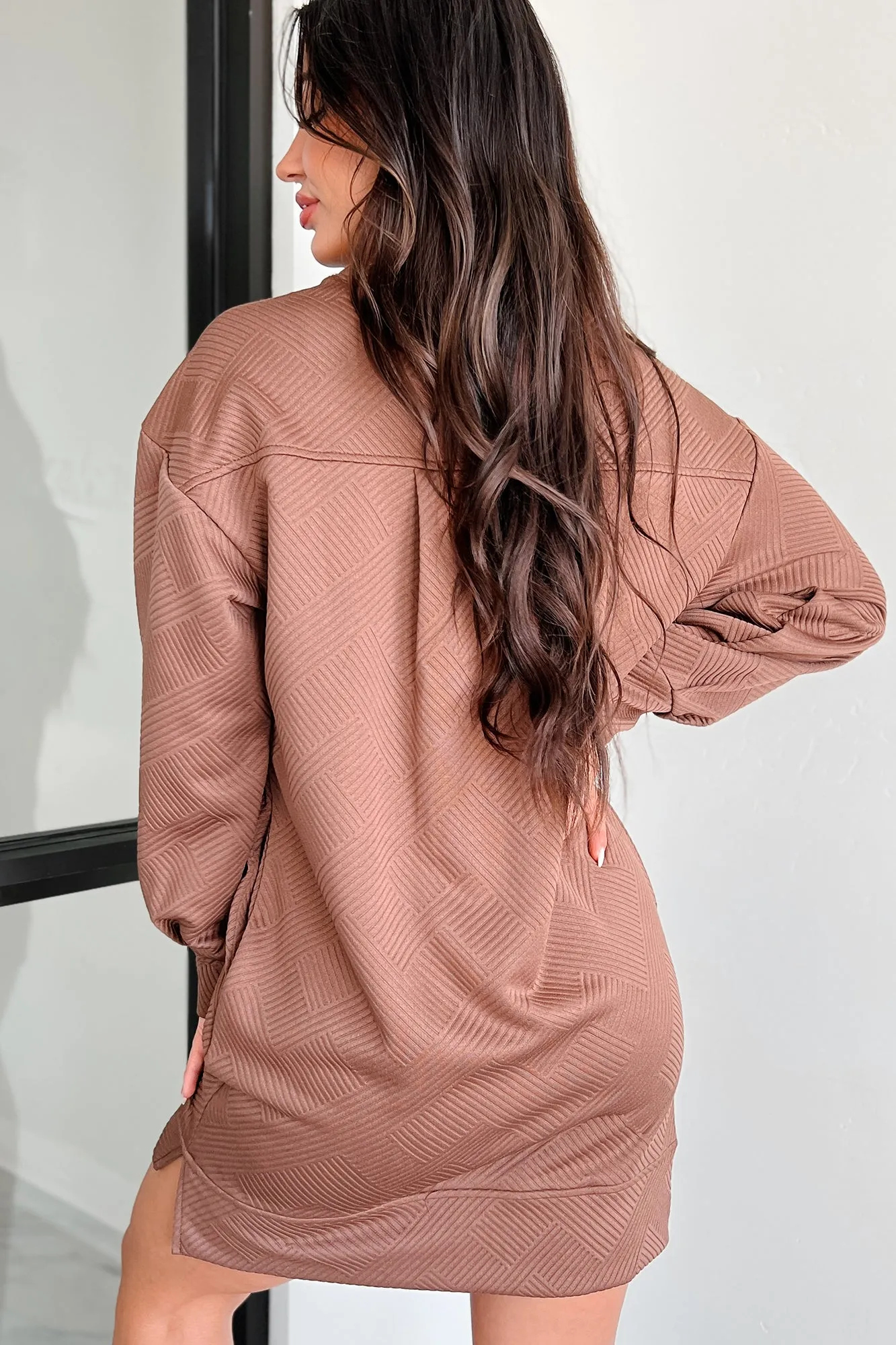 Differing Views Quilted Double-Knit Shift Dress (Cocoa)