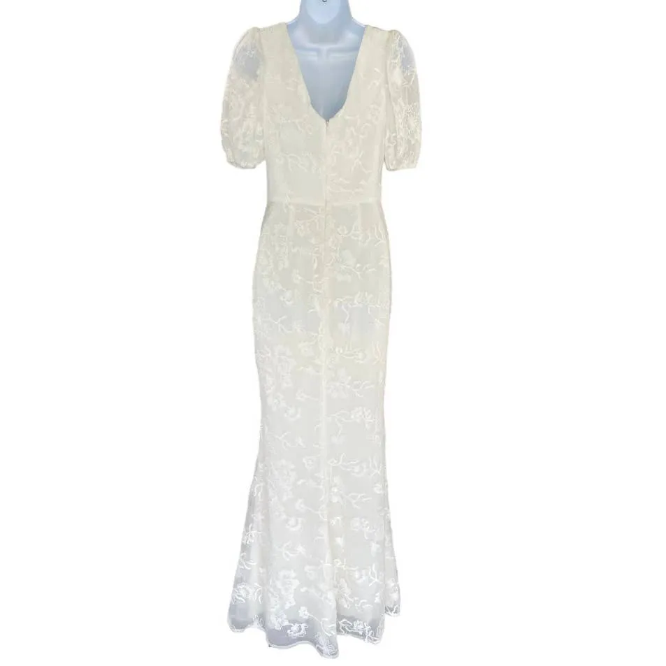 Dress The Population Off White Lace Trumpette Gown Dress Bohemian Festival S