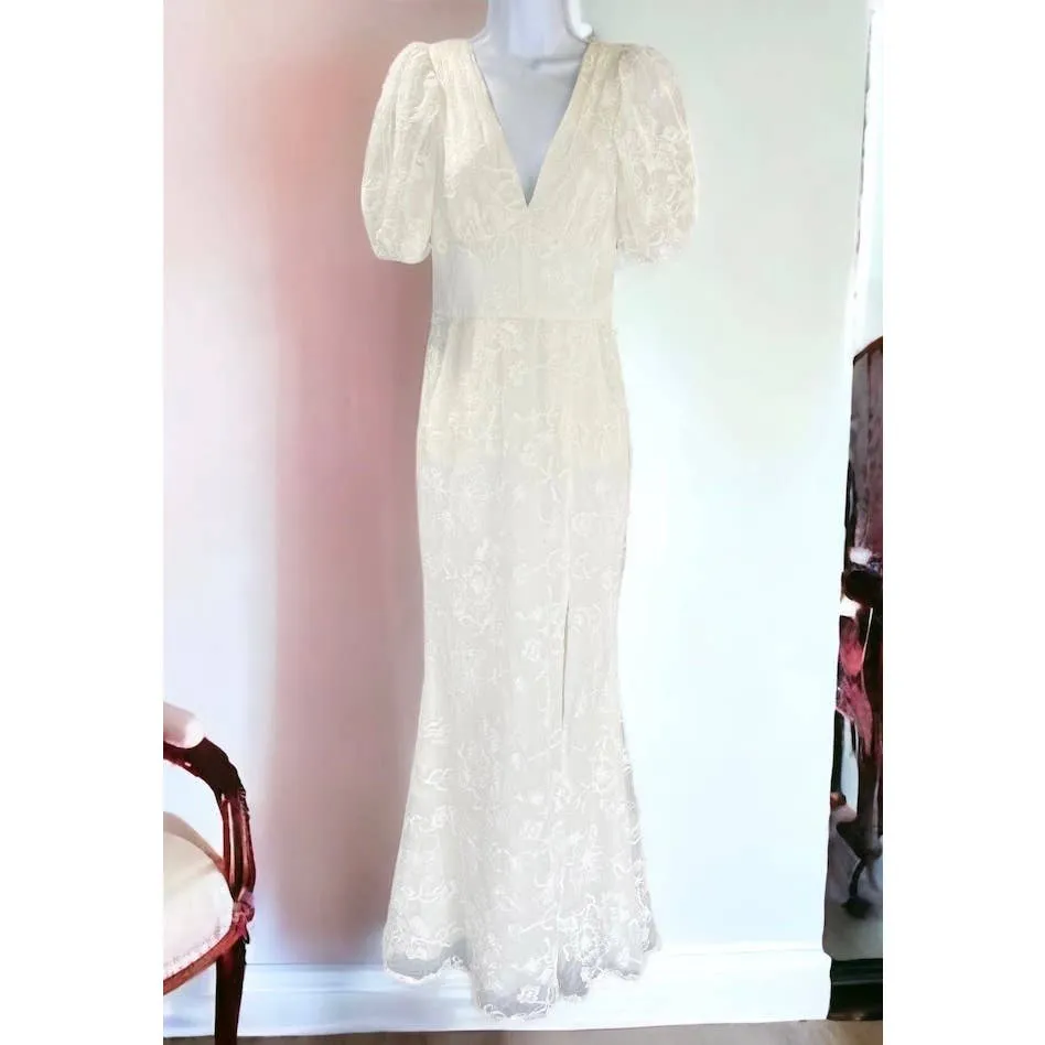 Dress The Population Off White Lace Trumpette Gown Dress Bohemian Festival S